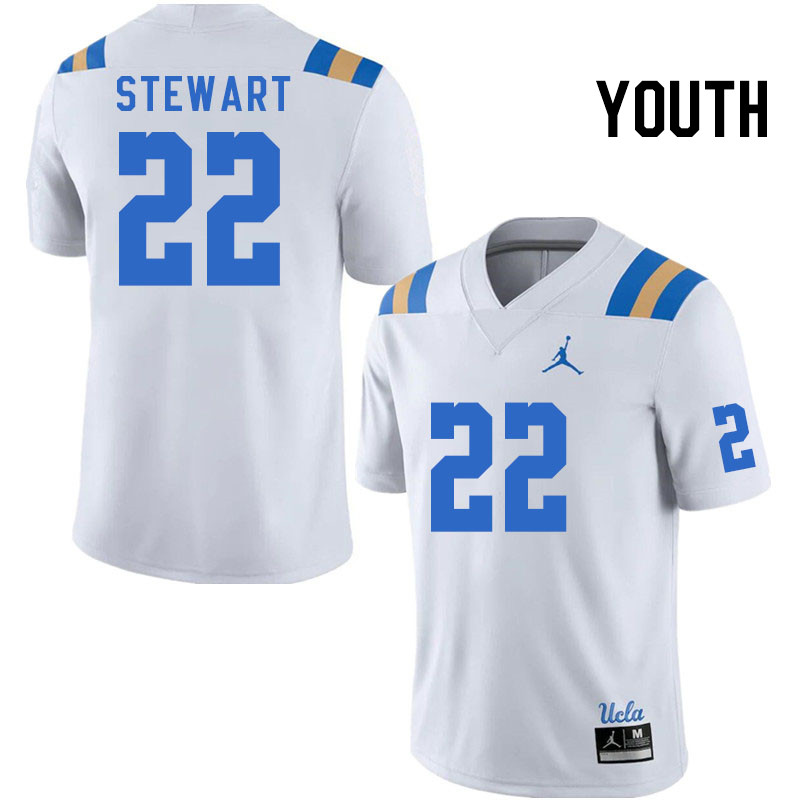 Youth #22 Croix Stewart UCLA Bruins College Football Jerseys Stitched Sale-White